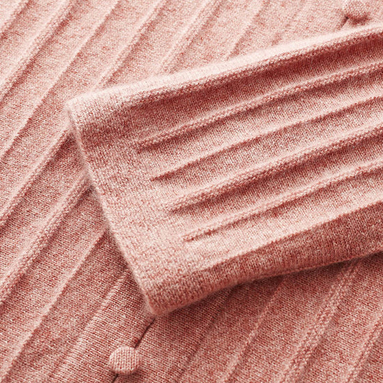 COMOBOCA 100% Cashmere Women's Ribbed Faux Knit Cardigan Sweater