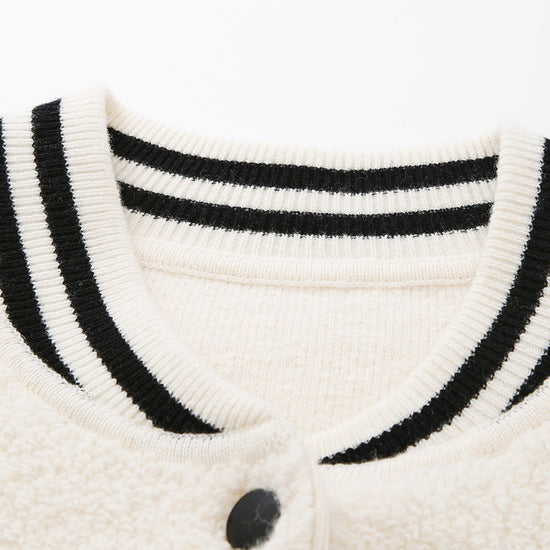 COMOBOCA 100% Wool Women's Striped Ribbing Jacket