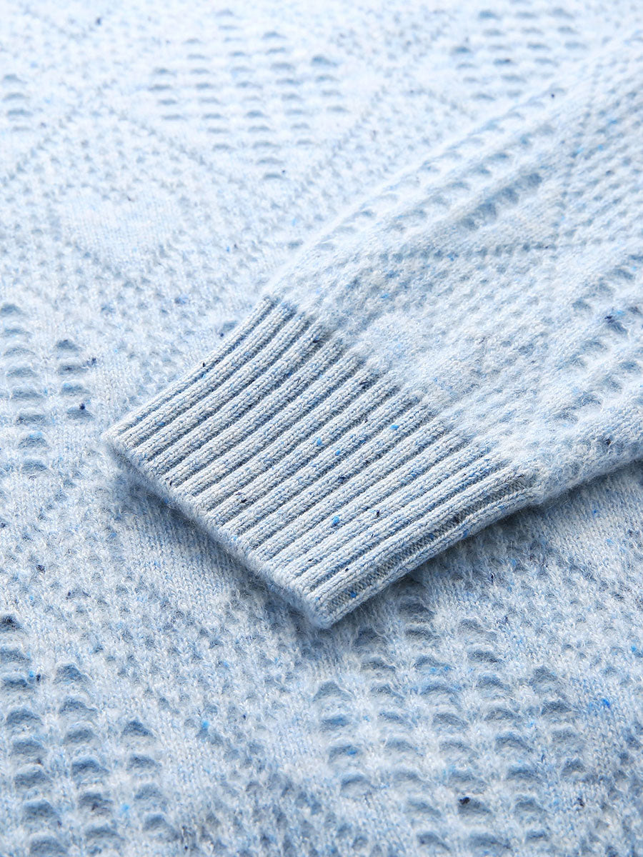 COMOBOCA 100% Cashmere Women's Openwork Knit Round Neck Sweater