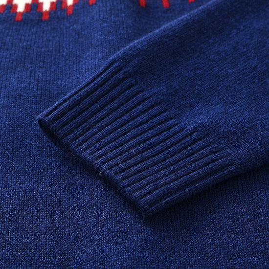 COMOBOCA 100% Wool Women's Fair Isle Inspired Button Down Cardigan