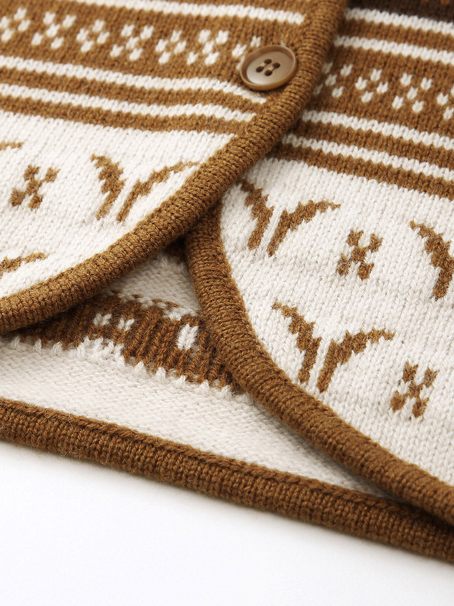 COMOBOCA 100% Wool Women's Vintage Fair Isle Knit Vest