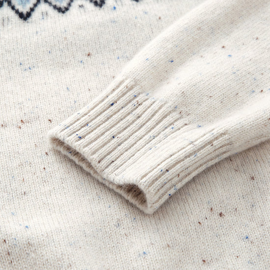 COMOBOCA 100% Cashmere Women's Fair Isle Mock Neck Sweater