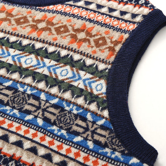 COMOBOCA 100% Wool Women's Fair Isle Knit Vest