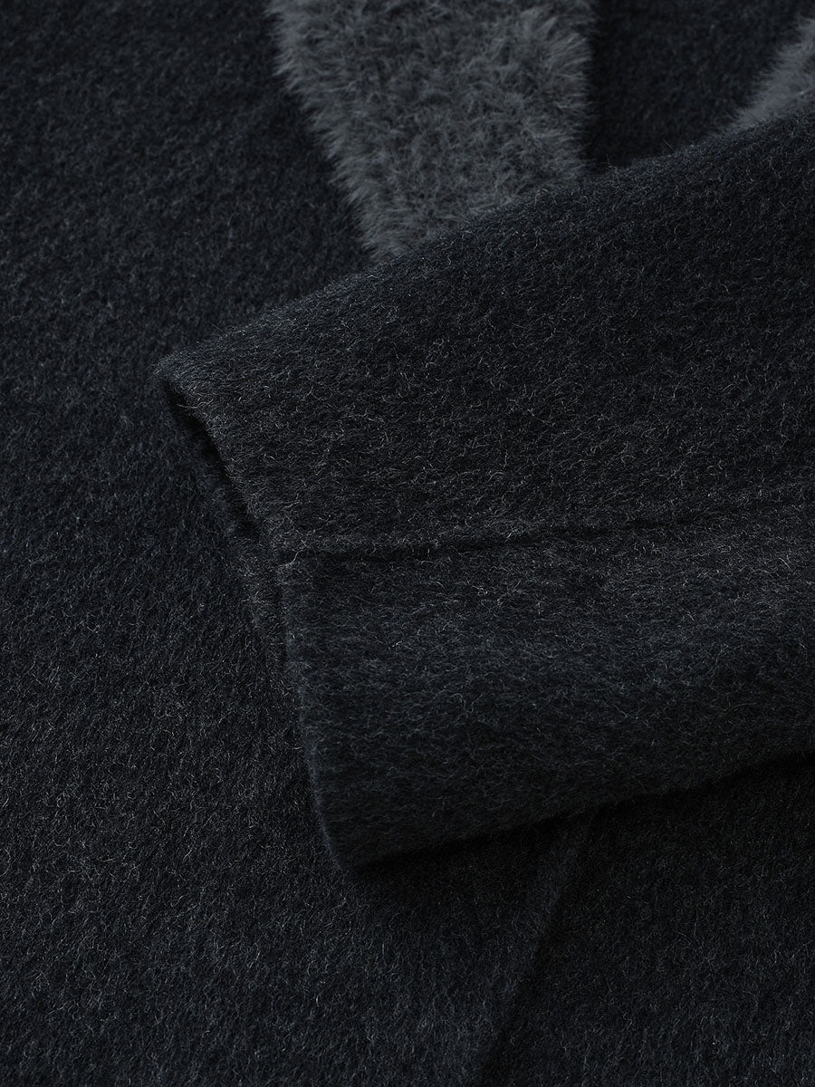 COMOBOCA Women's Fuzzy Sailor Collar Button Front Coat