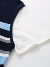 COMOBOCA Women's Striped Layered Knit T-Shirt