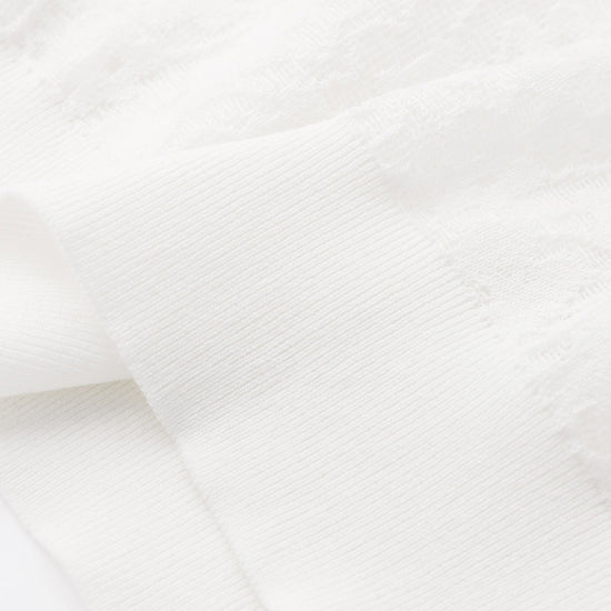 COMOBOCA Women's Cotton Silk Versatile Floral Lace Knit T-Shirt