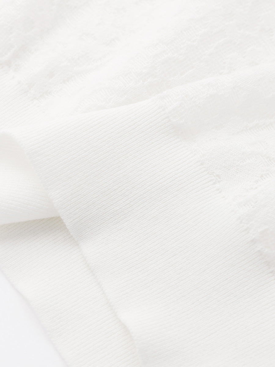 COMOBOCA Women's Cotton Silk Versatile Floral Lace Knit T-Shirt