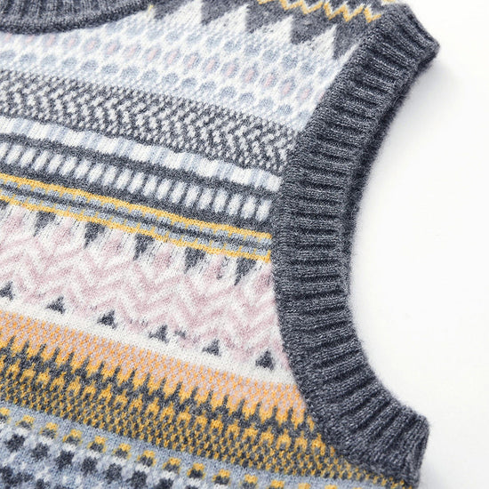 COMOBOCA 100% Cashmere Women's Striped Knit Vest