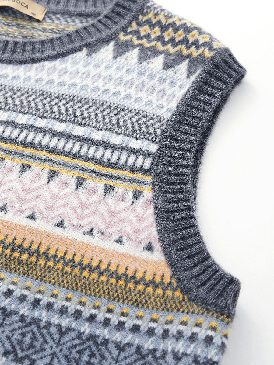 COMOBOCA 100% Cashmere Women's Striped Knit Vest