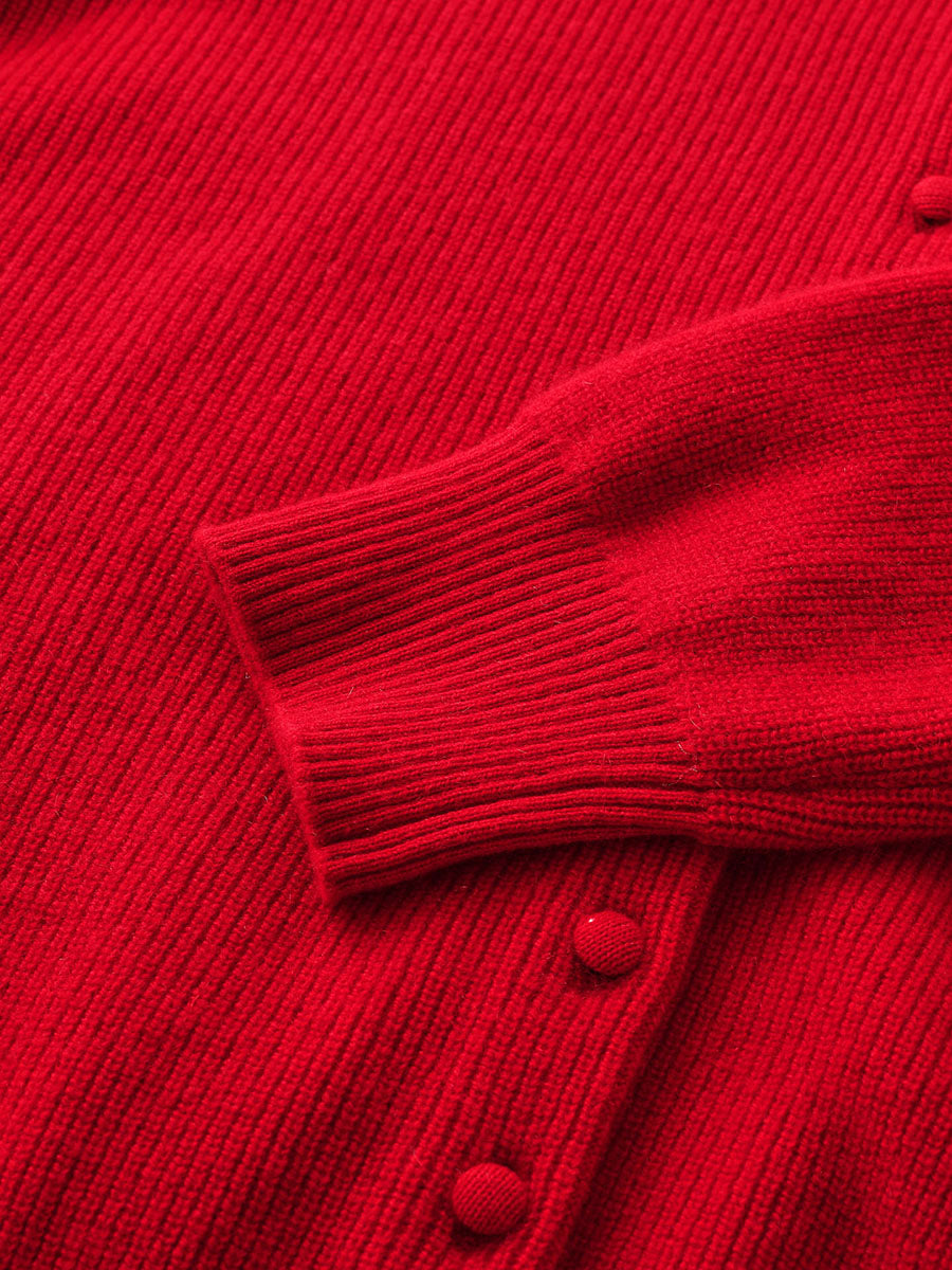 COMOBOCA 100% Cashmere Women's Button Up Knit Hoodie