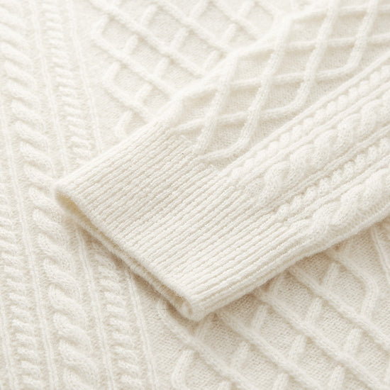 COMOBOCA 100% Cashmere Women's Cable Knit Button Front Sweater