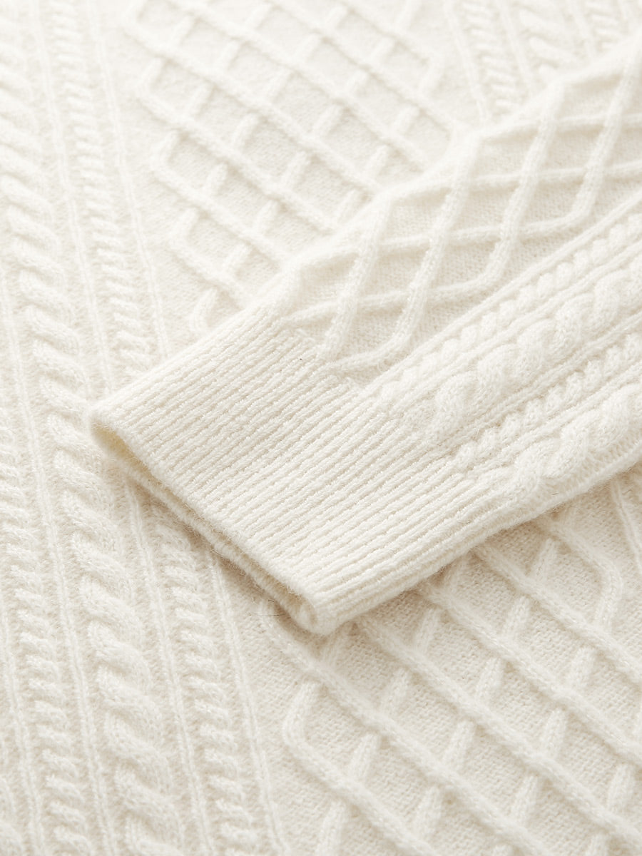 COMOBOCA 100% Cashmere Women's Cable Knit Button Front Sweater