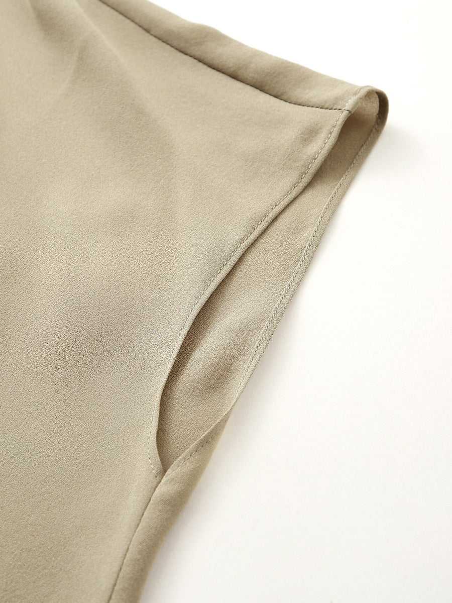 COMOBOCA 100% Mulberry Silk Women's Draped Cowl Neck Blouse