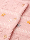 COMOBOCA 100% Wool Kid's Floral Embroidered Cable Knit Cardigan
