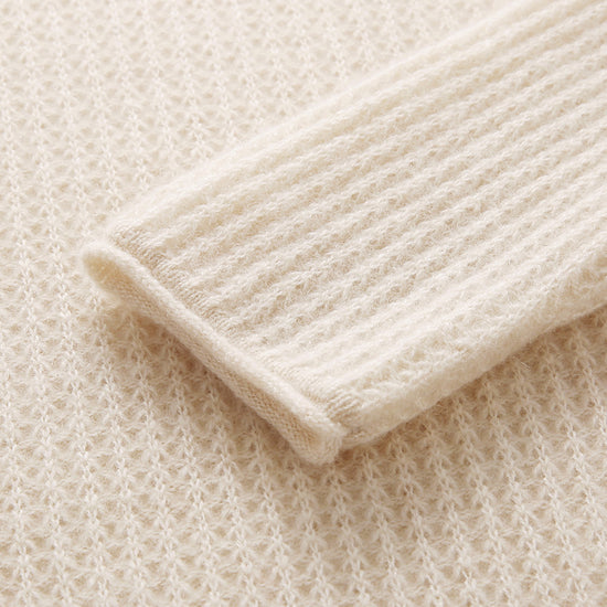 COMOBOCA 100% Cashmere Women's Ribbed V-Neck Knit Sweater