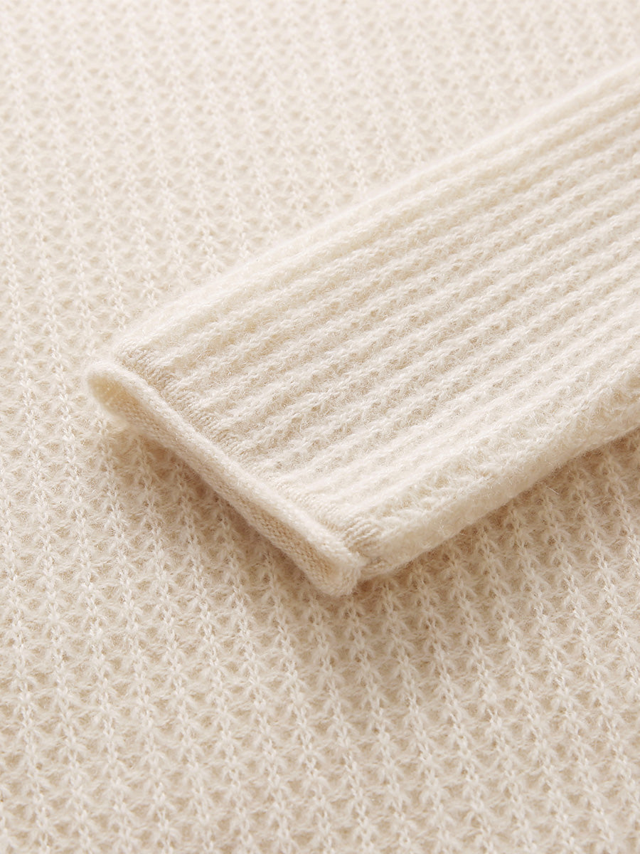 COMOBOCA 100% Cashmere Women's Ribbed V-Neck Knit Sweater