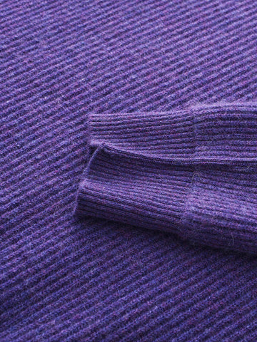 COMOBOCA 100% Cashmere Women's Ribbed Round Neck Sweater