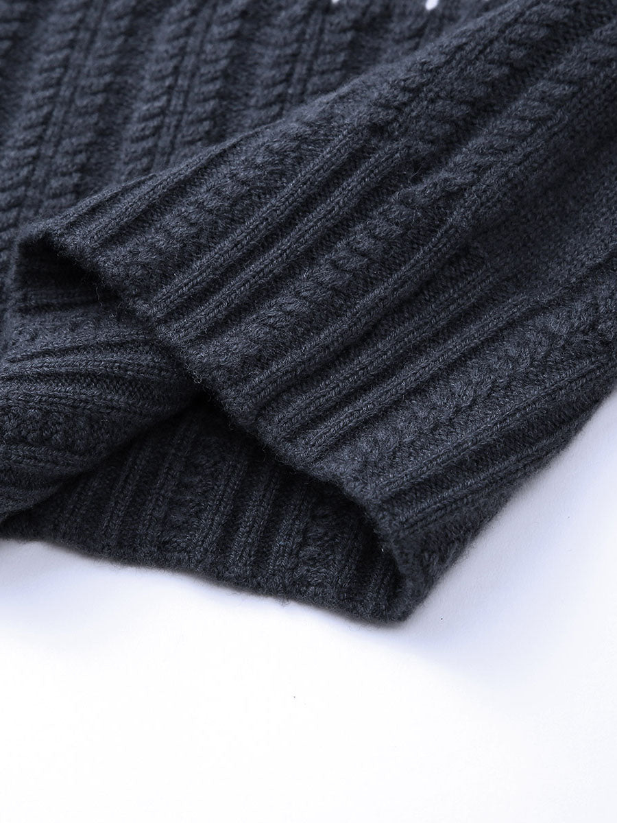 COMOBOCA 100% Wool Women's Reindeer Knit Cardigan