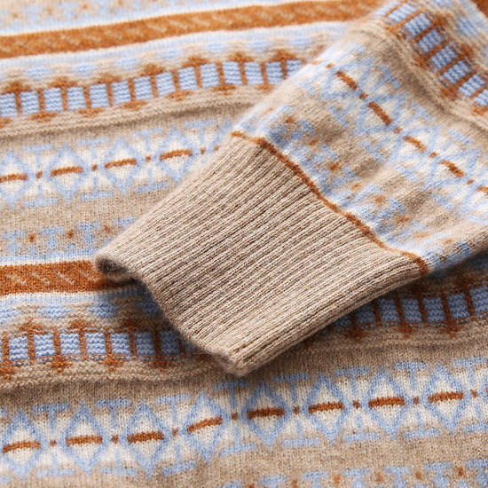 COMOBOCA 100% Cashmere Women's Fair Isle Double Zip Cardigan