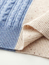 COMOBOCA 100% Cashmere Women's Color Block Cable Knit Sweater