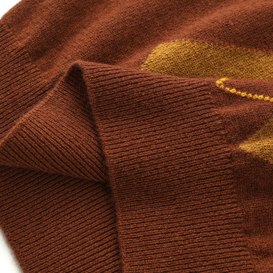 COMOBOCA 100% Wool Kids' Argyle Pattern Round Neck Sweater