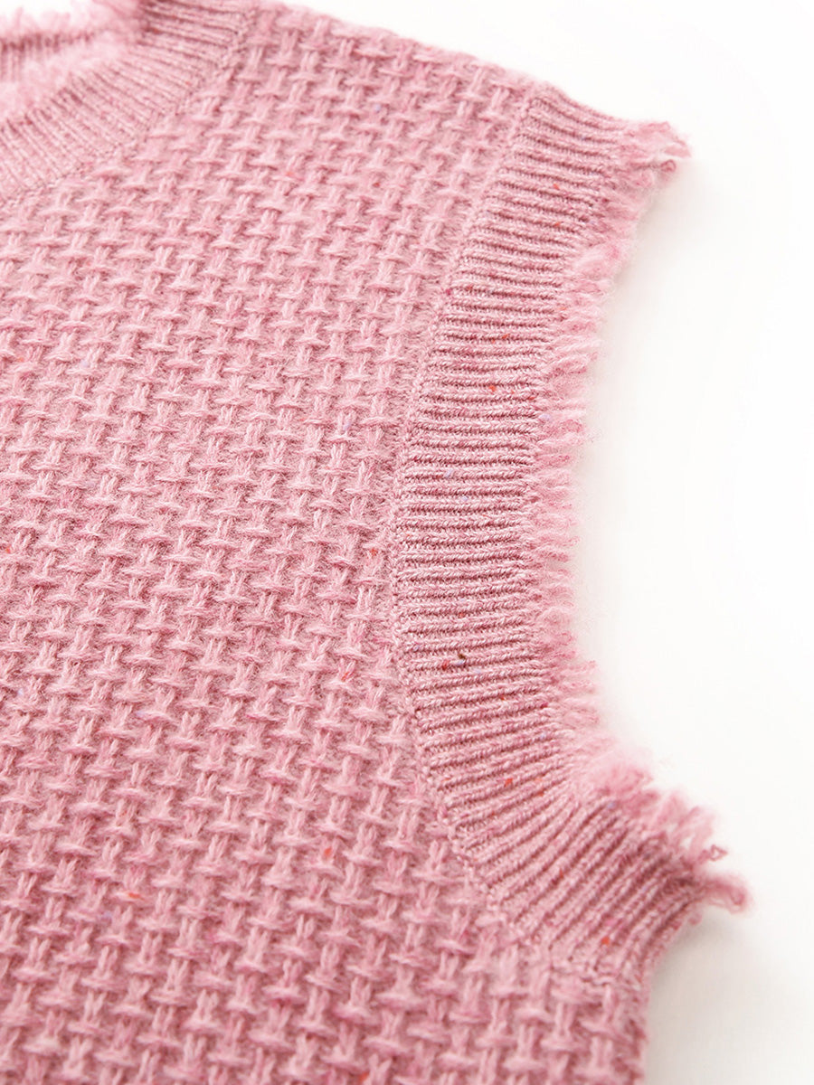 COMOBOCA 100% Cashmere Women's Textured Knit Sweater Vest