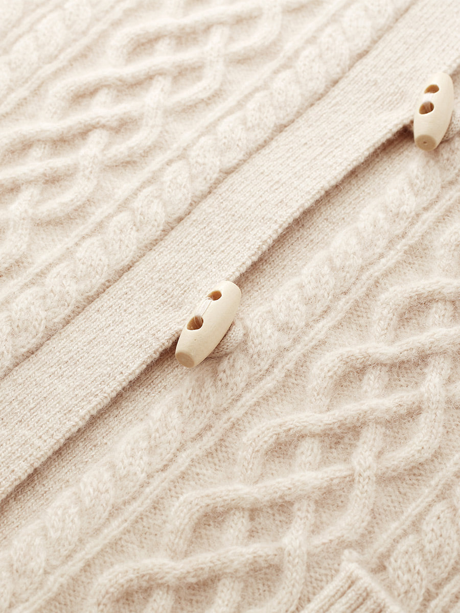 COMOBOCA 100% Cashmere Women's Sailor Collar Cable Knit Cardigan