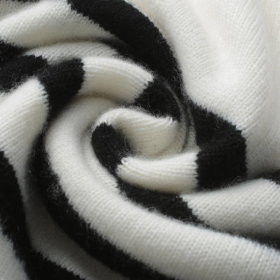 COMOBOCA 100% Cashmere Women's Striped Half-Zip Knit Sweater