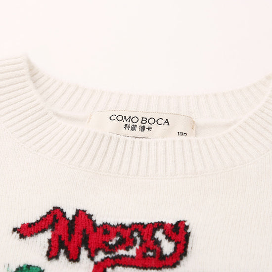 COMOBOCA 100% Wool Kids' Cozy Christmas Knit Sweater
