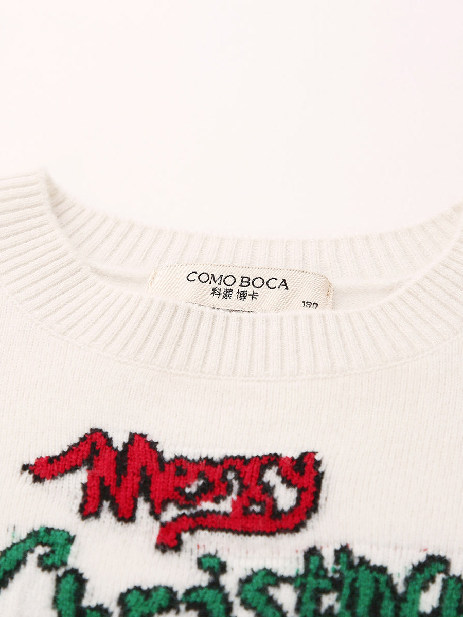COMOBOCA 100% Wool Kids' Cozy Christmas Knit Sweater