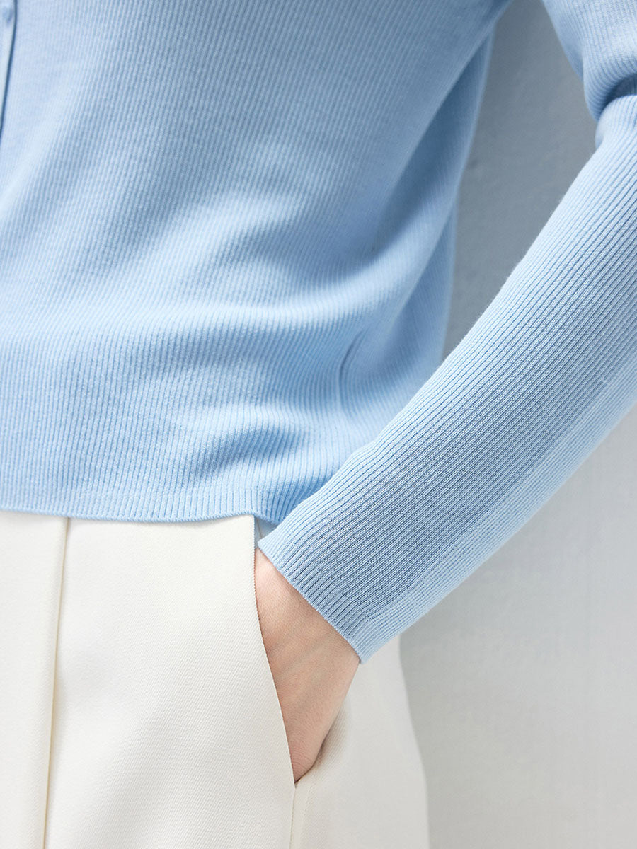 COMOBOCA Women's Ribbed Knit V-Neck Faux Cardigan