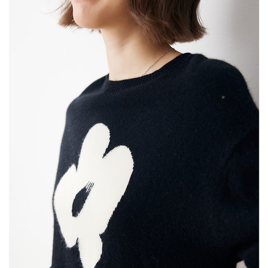 COMOBOCA 100% Cashmere Women's Floral Knit Sweater