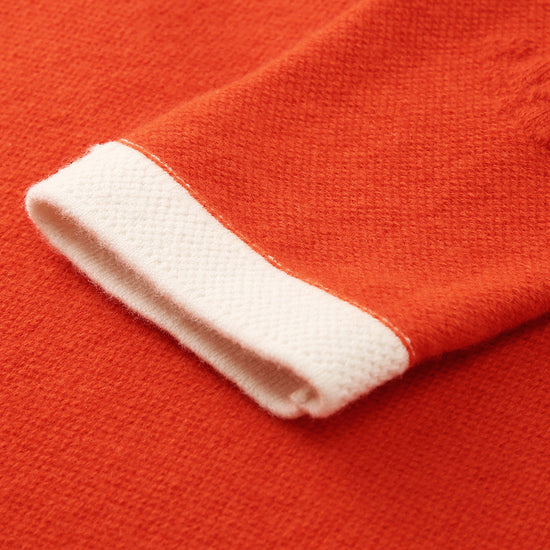 COMOBOCA 100% Wool Women's Contrast Trim Floral Embroidery Cardigan