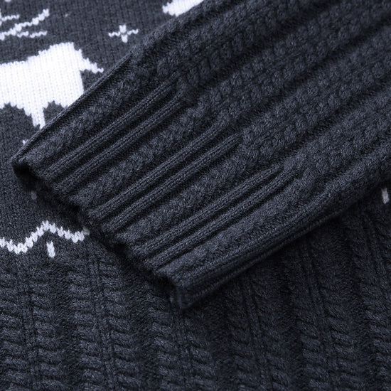 COMOBOCA 100% Wool Women's Reindeer Knit Cardigan