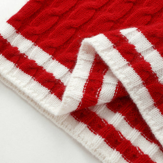 COMOBOCA 100% Wool Kids' Cable Knit Round Neck Sweater