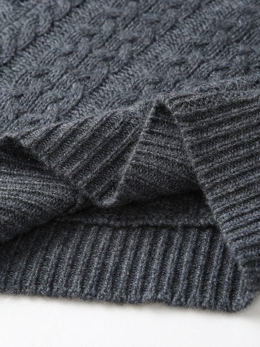 COMOBOCA 100% Cashmere Women's Chunky Cable Knit Sweater