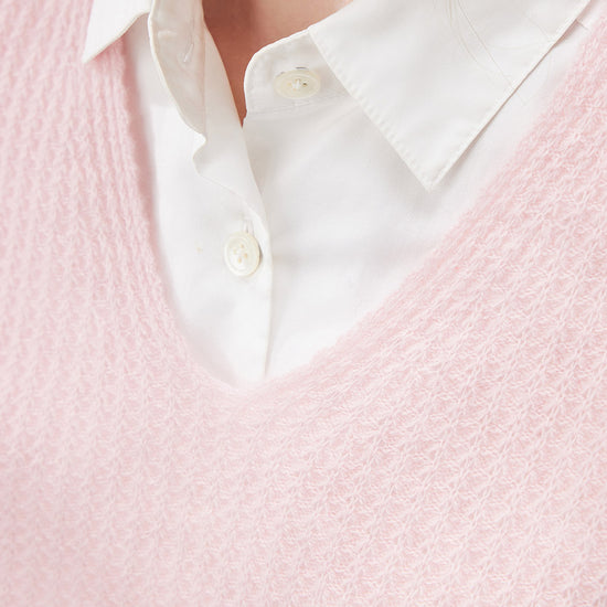 COMOBOCA 100% Cashmere Women's Ribbed V-Neck Knit Sweater