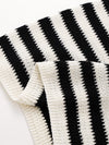 COMOBOCA Women's Tie-Neck Striped Knit T-Shirt