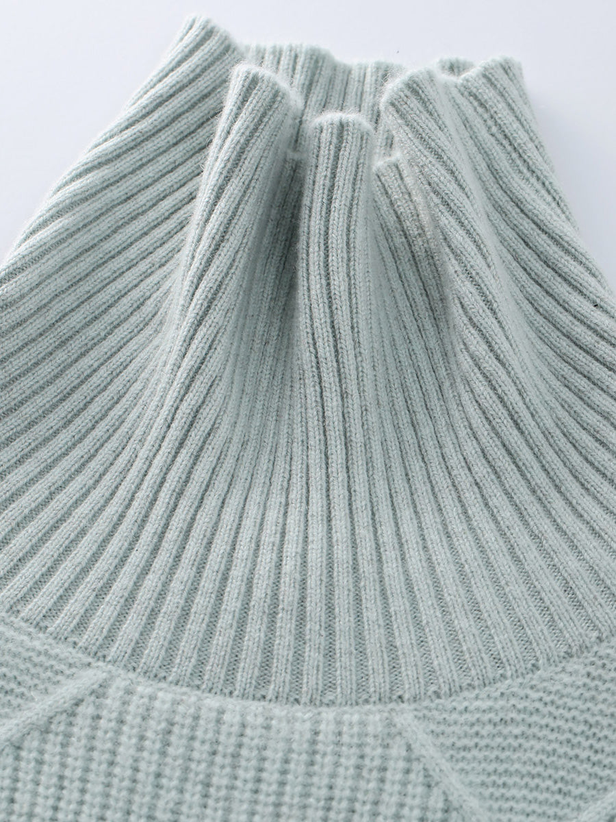 COMOBOCA 100% Cashmere Women's Diamond Knit Turtleneck Sweater