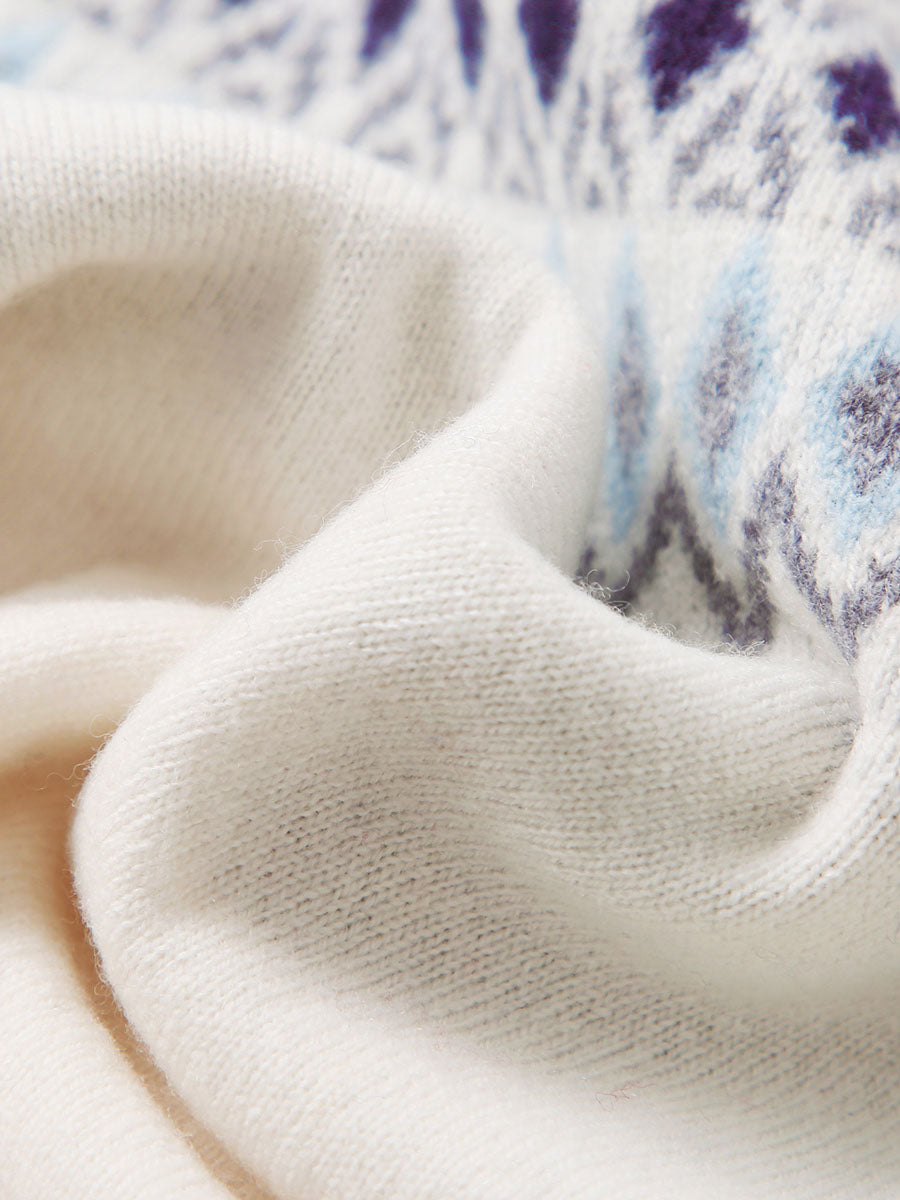 COMOBOCA 100% Wool Kids' Fair Isle Round Neck Sweater