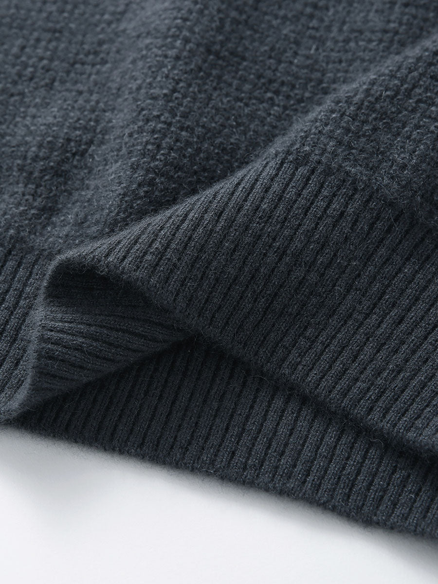 COMOBOCA 100% Cashmere Women's Ribbed Knit Hoodie