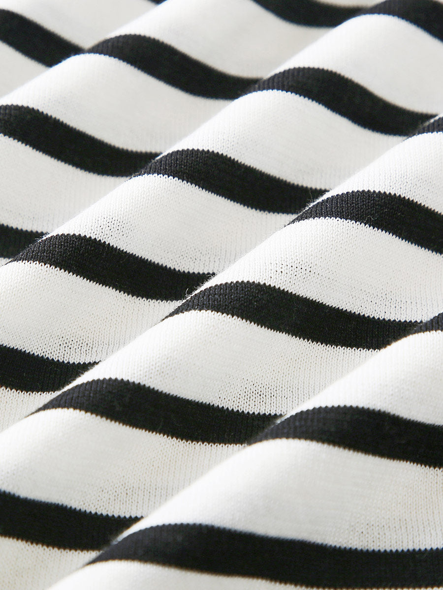 COMOBOCA Women's Striped Round Neck T-Shirt Sweater