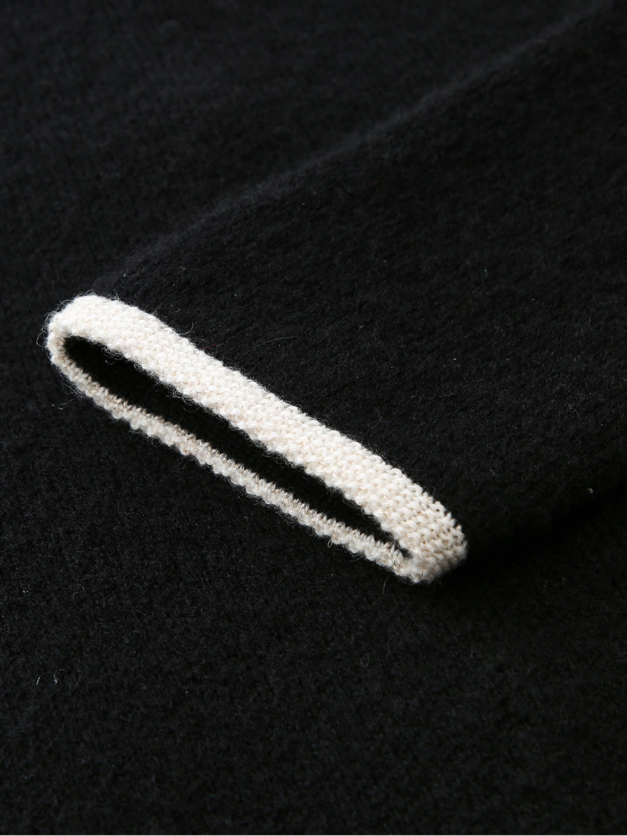 COMOBOCA 100% Cashmere Women's Two-Tone Buttoned Cardigan