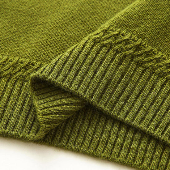 COMOBOCA 100% Wool Women's V-Neck Ribbed Knit Sweater