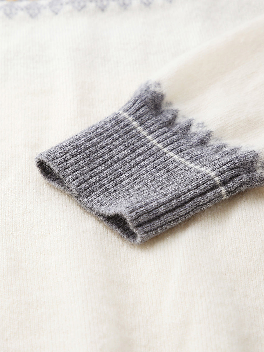 COMOBOCA 100% Cashmere Women's Fair Isle Knit Sweater