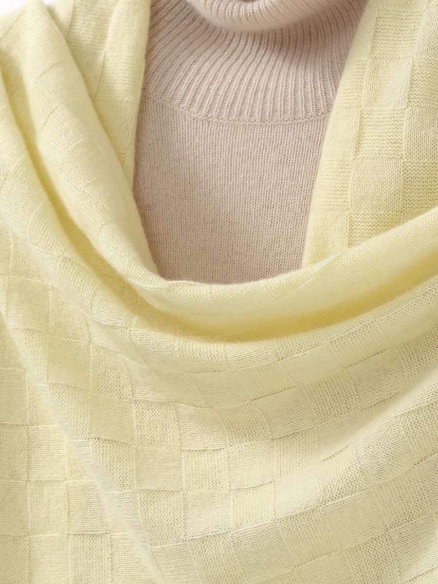 COMOBOCA 100% Cashmere Fringe Solid Color Shawl Scarf