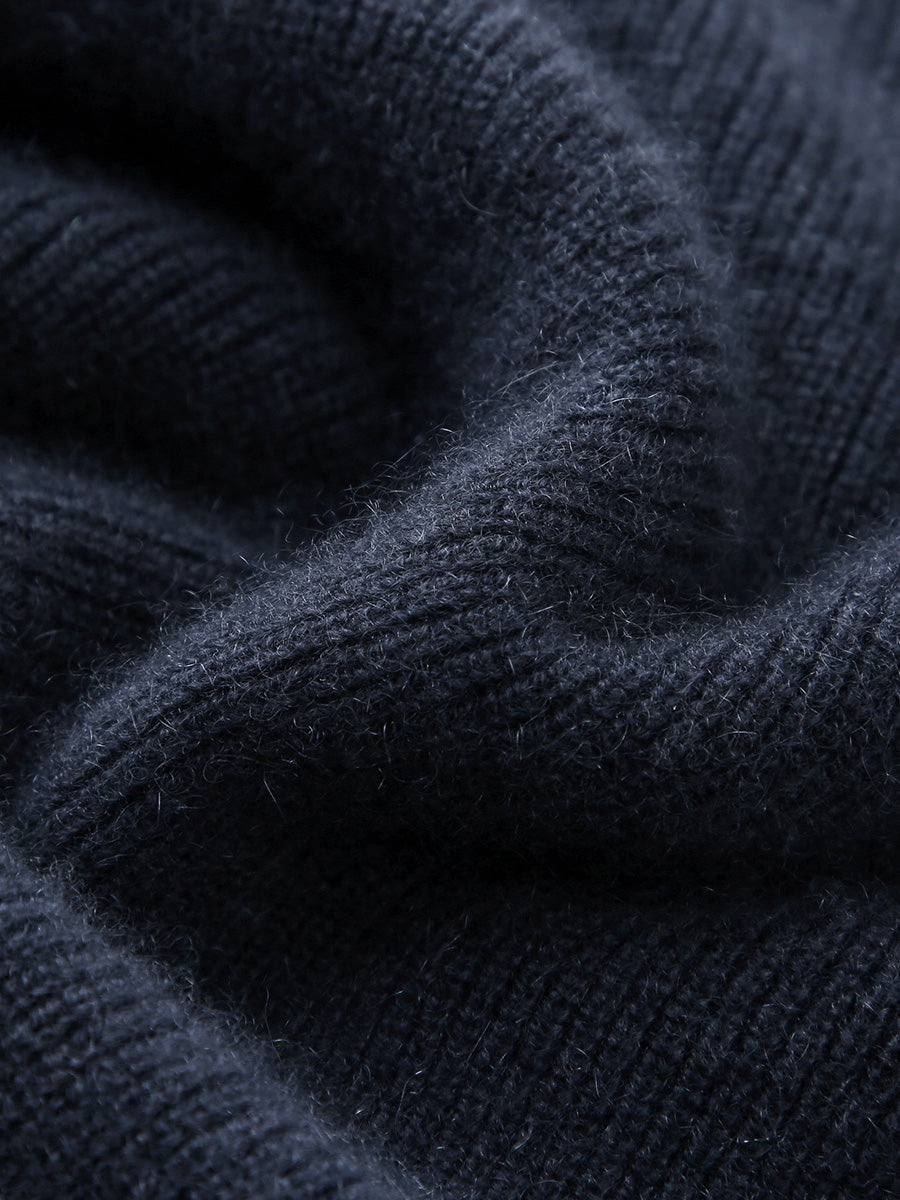 COMOBOCA 100% Cashmere Women's Contrast Trim Zip Sweater