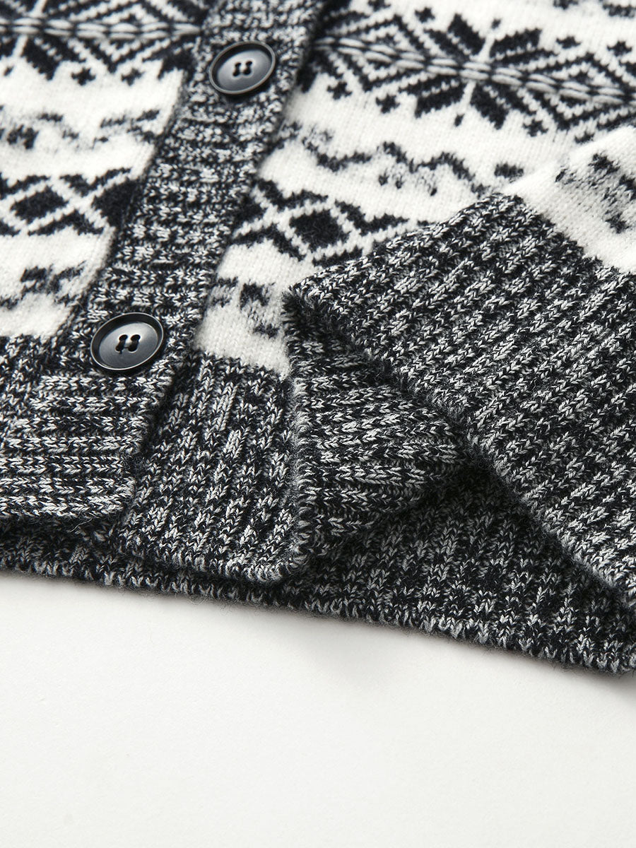 COMOBOCA 100% Wool Women's Snowflake Pattern Cardigan