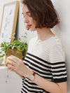 COMOBOCA Women's Striped Knit T-Shirt