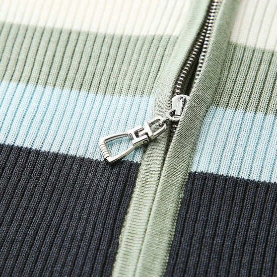 COMOBOCA Women's Versatile Striped Zip-Up Hoodie Cardigan